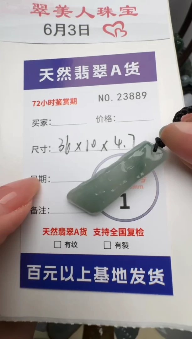 翡翠未镶嵌颈饰原石23889