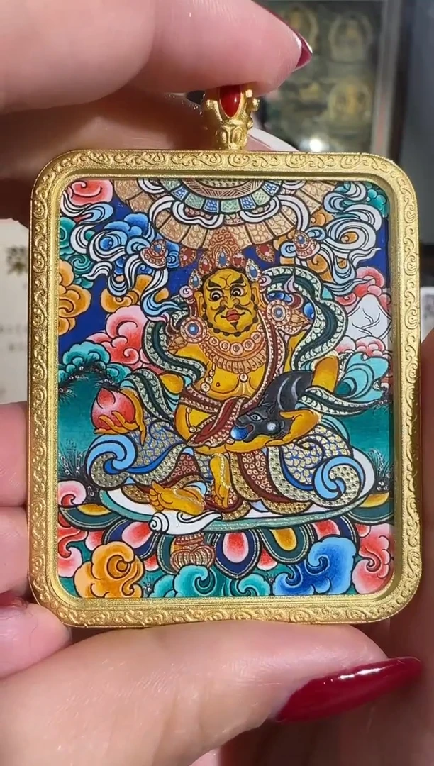 【闪购商品】装裱画热贡纯手绘天然矿料唐卡 黄C 普华东智绘