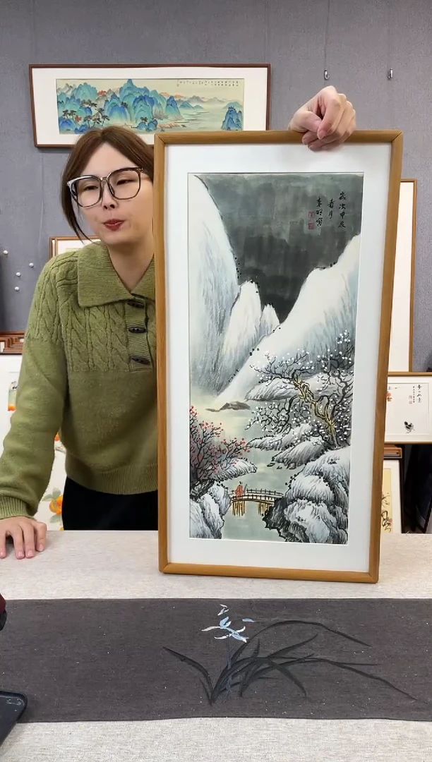 【闪购商品】国画手写手绘带框作品-35*68-