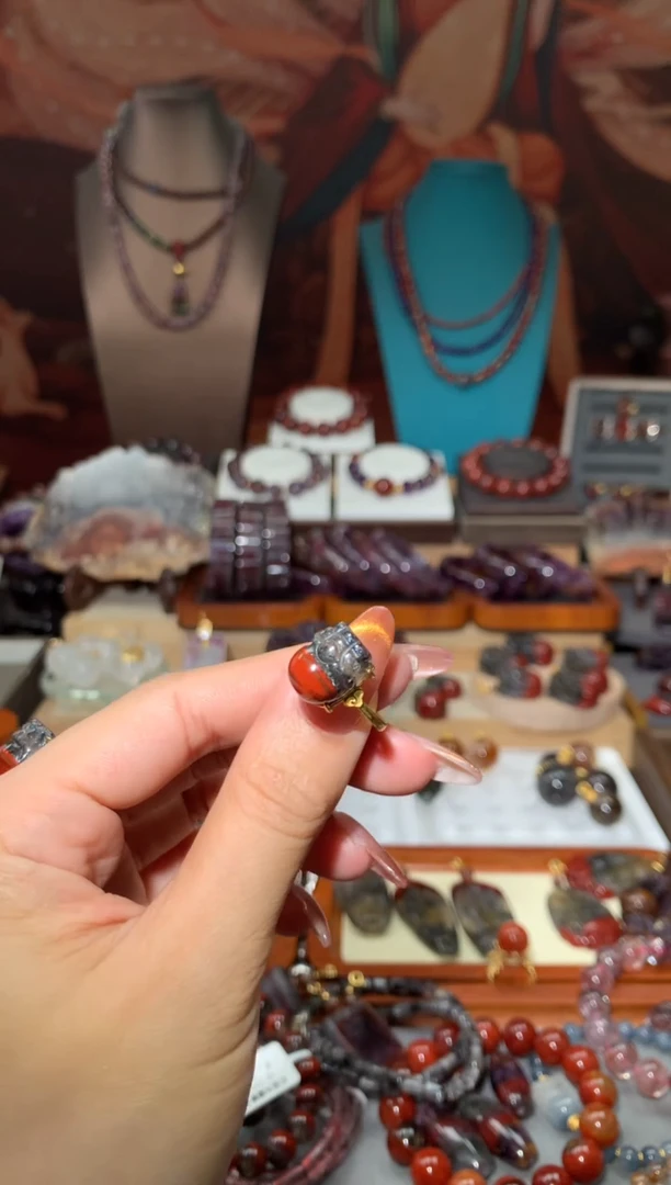 未镶嵌珠宝半成品水晶红极光貔貅戒指多样性发其1