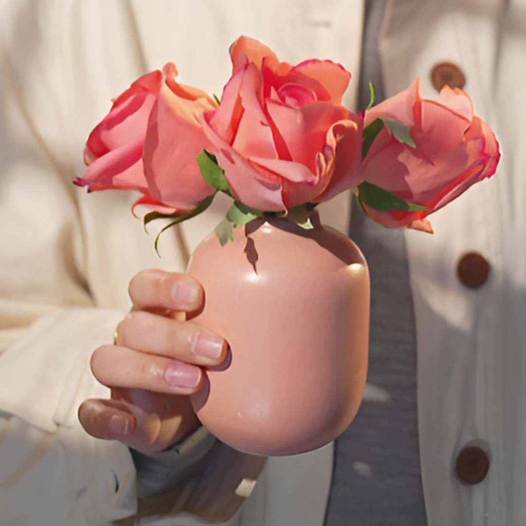 凯特深粉色玫瑰 手感保湿仿真花 茶几花办公桌装饰
