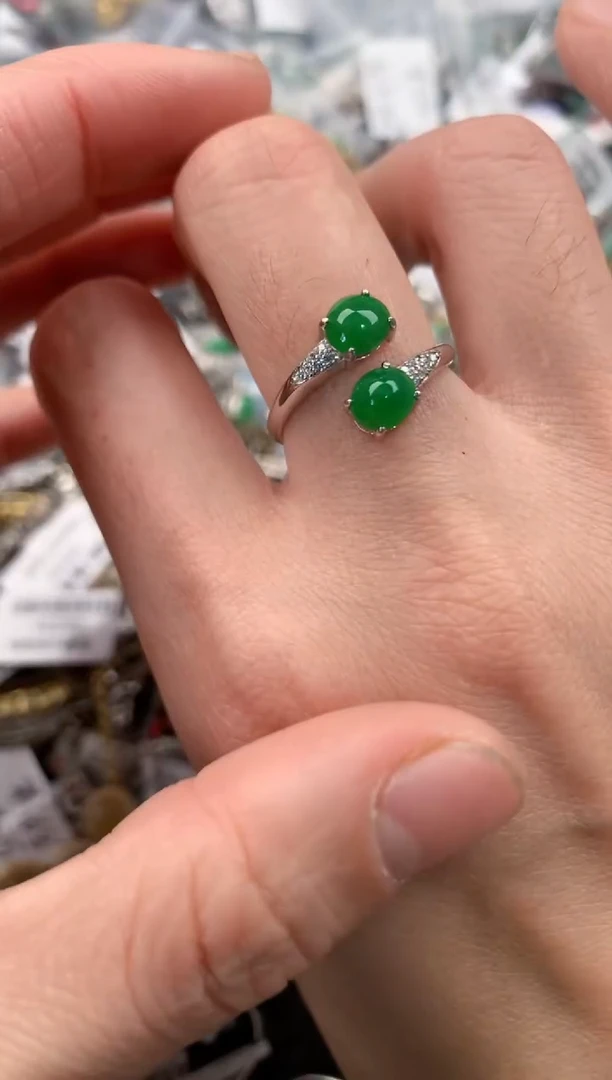 银S925镶嵌戒指翡翠4                     8