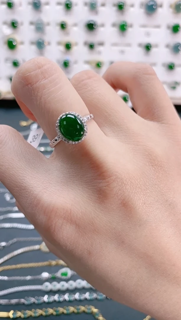 【闪购商品】翡翠戒指银S925镶嵌天然翡翠