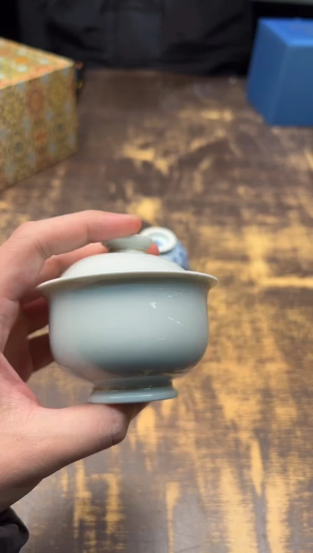 【闪购商品】/天义华 柴窑仿古泥白胎小元宝盖碗