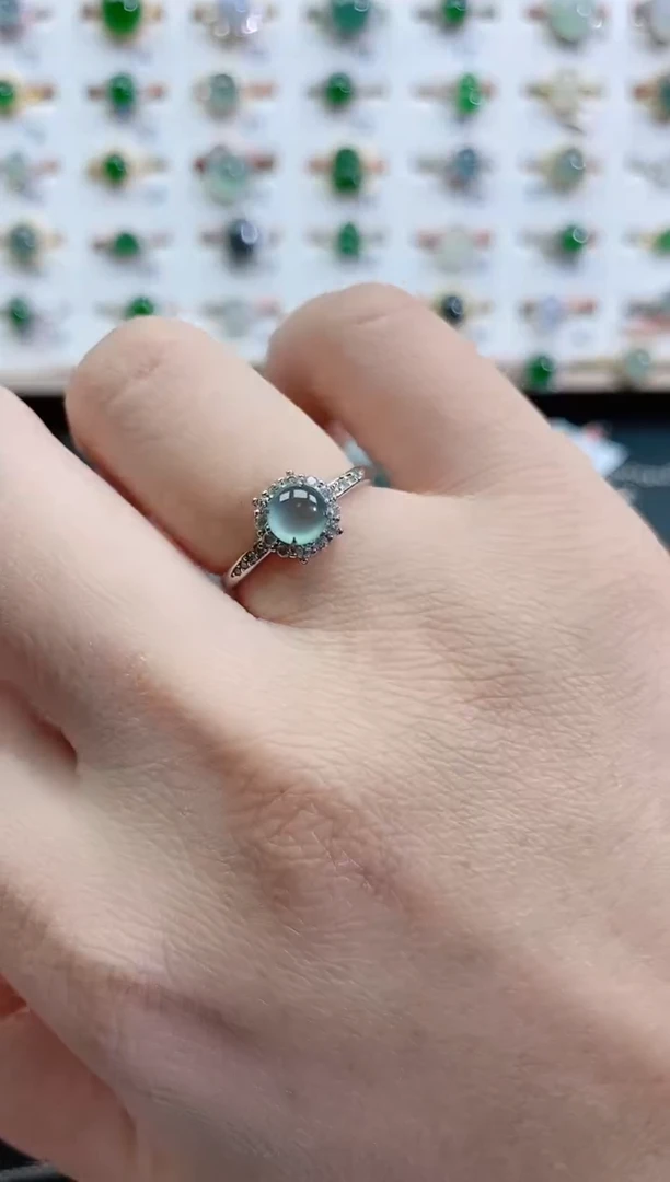 银S925镶嵌戒指翡翠天然翡翠