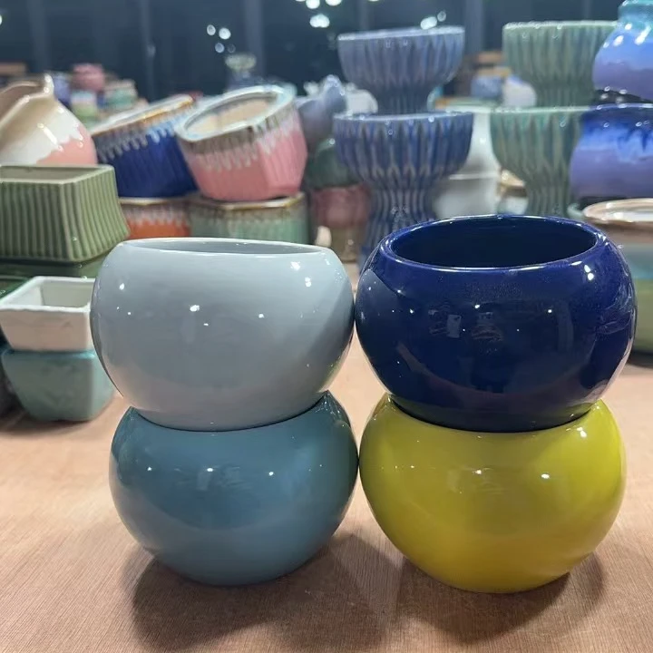 陶瓷多肉花盆简约创意大口径绿植容器室内小花盆