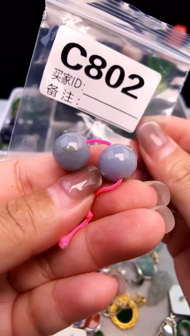 吊坠(不含链)银S925镶嵌翡翠 一对