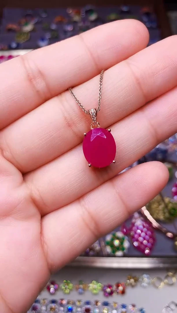 颈饰银S925镶嵌红宝石.....