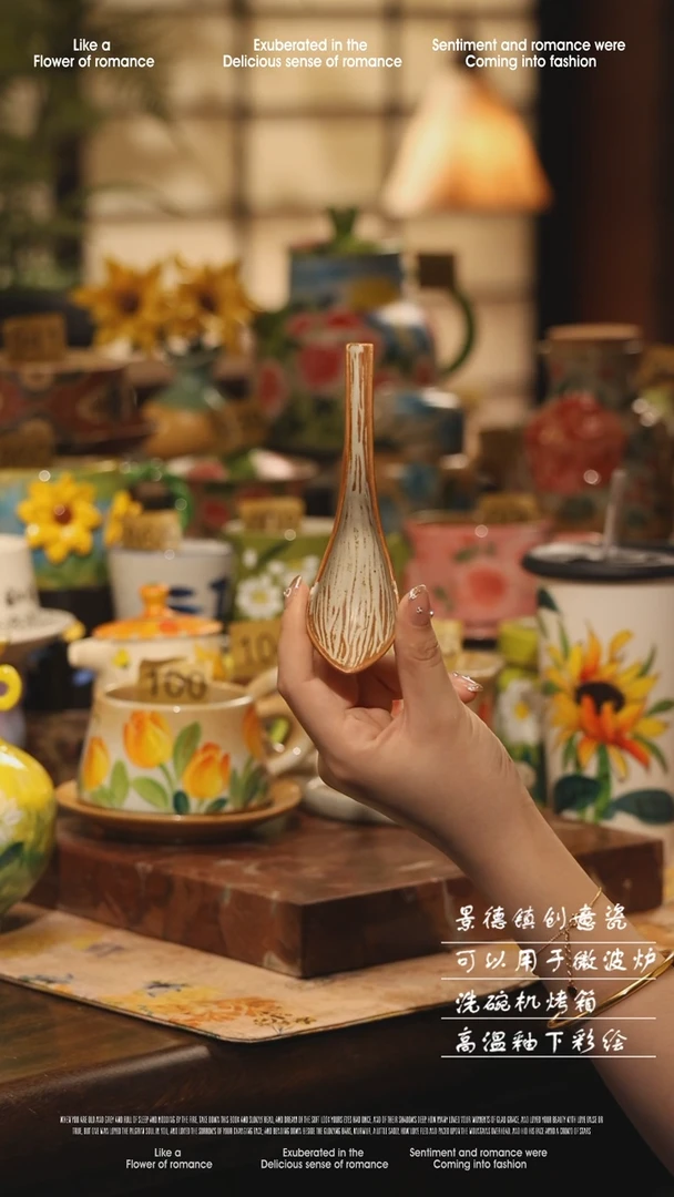 陶瓷景德镇高温手绘釉下彩设计师款式