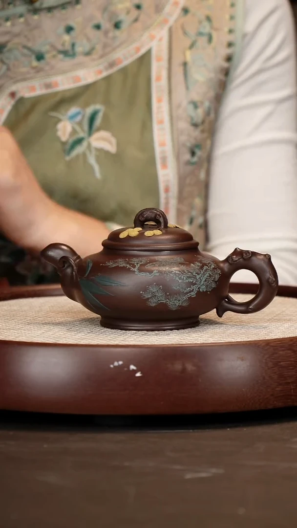 茶壶紫砂【唐永良】紫泥玉圆三友壶   350CC