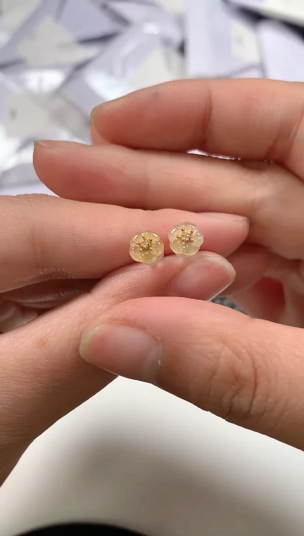 翡翠18K金镶嵌耳饰52