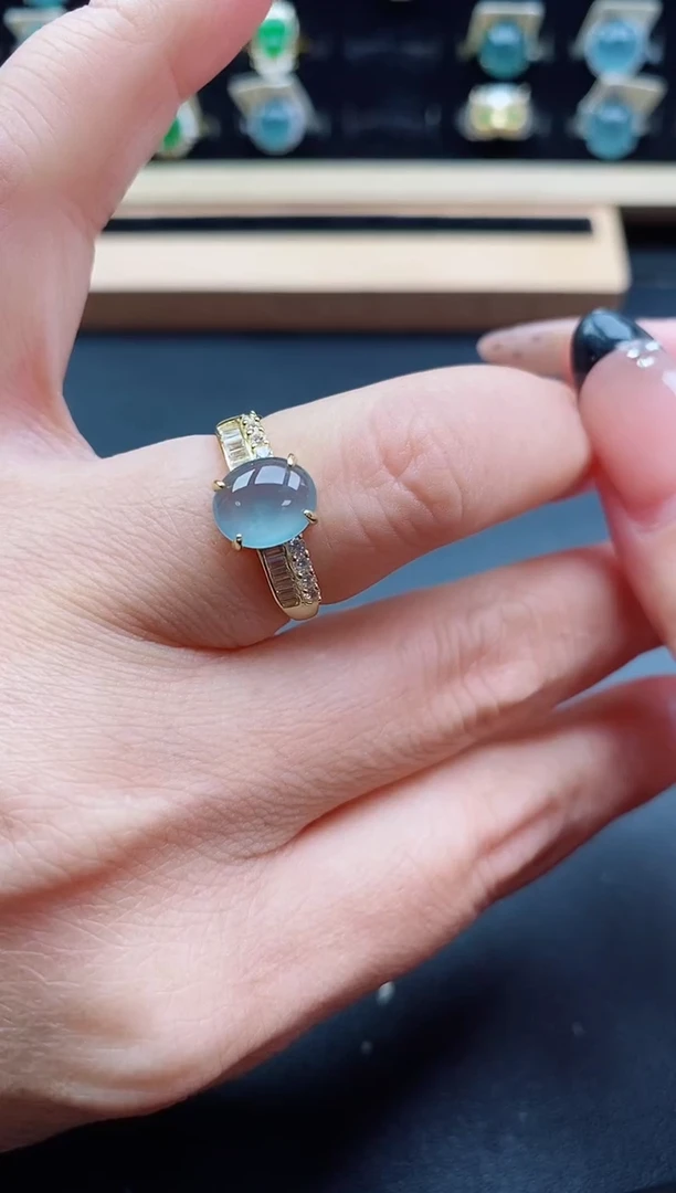 银S925镶嵌戒指翡翠1