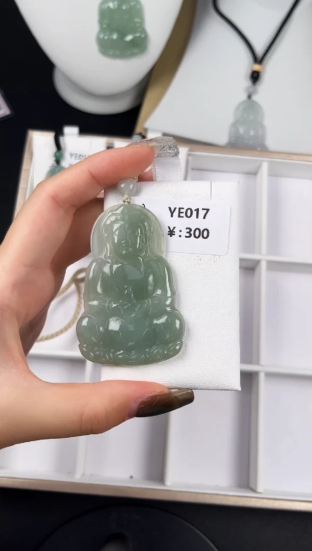 颈饰未镶嵌翡翠YE017冰绿超大观音