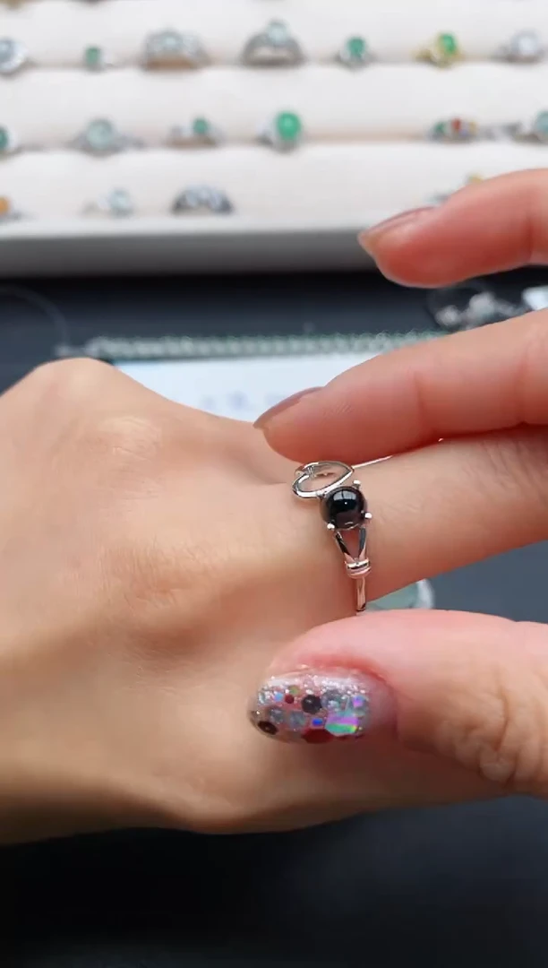 银S925镶嵌戒指翡翠77777777+7