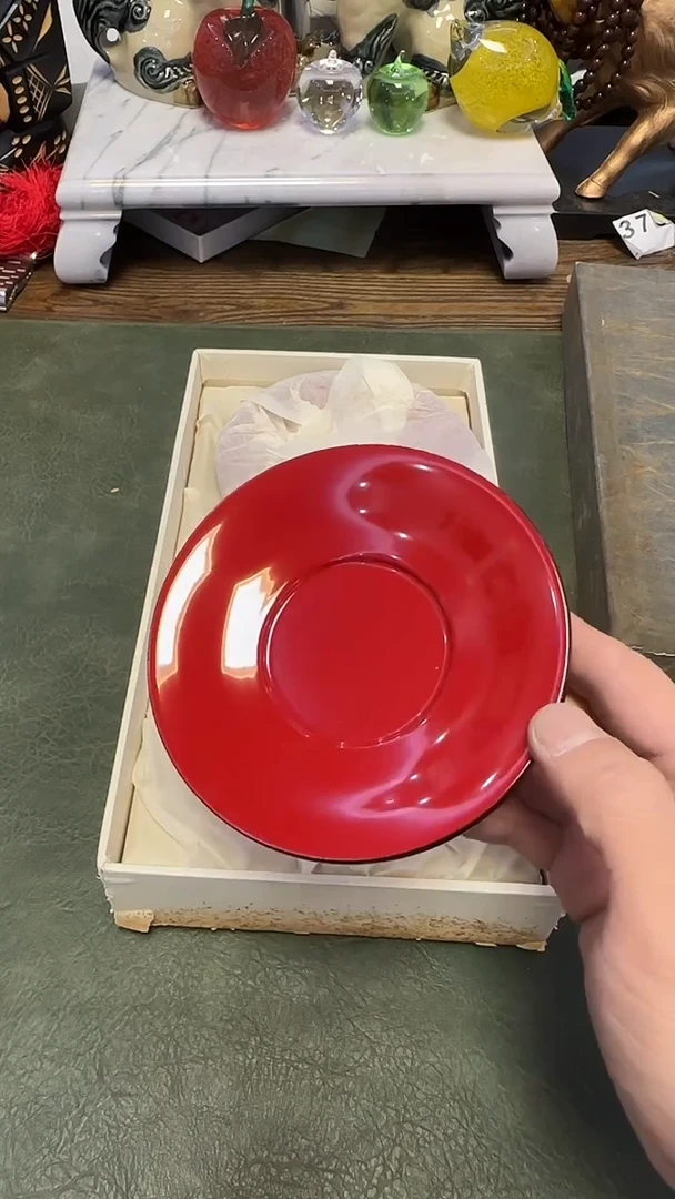 195带款木胎5杯托