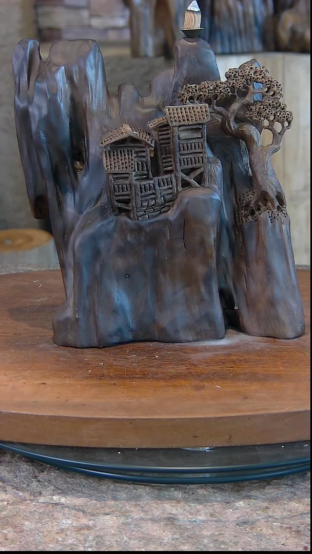 【闪购商品】木木雕金丝楠阴沉木倒流香摆件