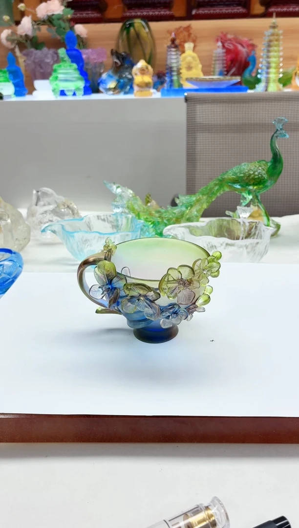 手工艺品琉璃彩色兰花咖啡杯