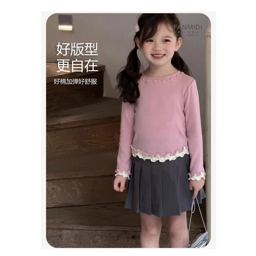 女童可爱休闲双层木耳边打底衫0319