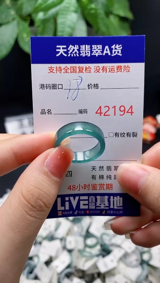 翡翠戒指未镶嵌 天然翡翠戒圈2194
