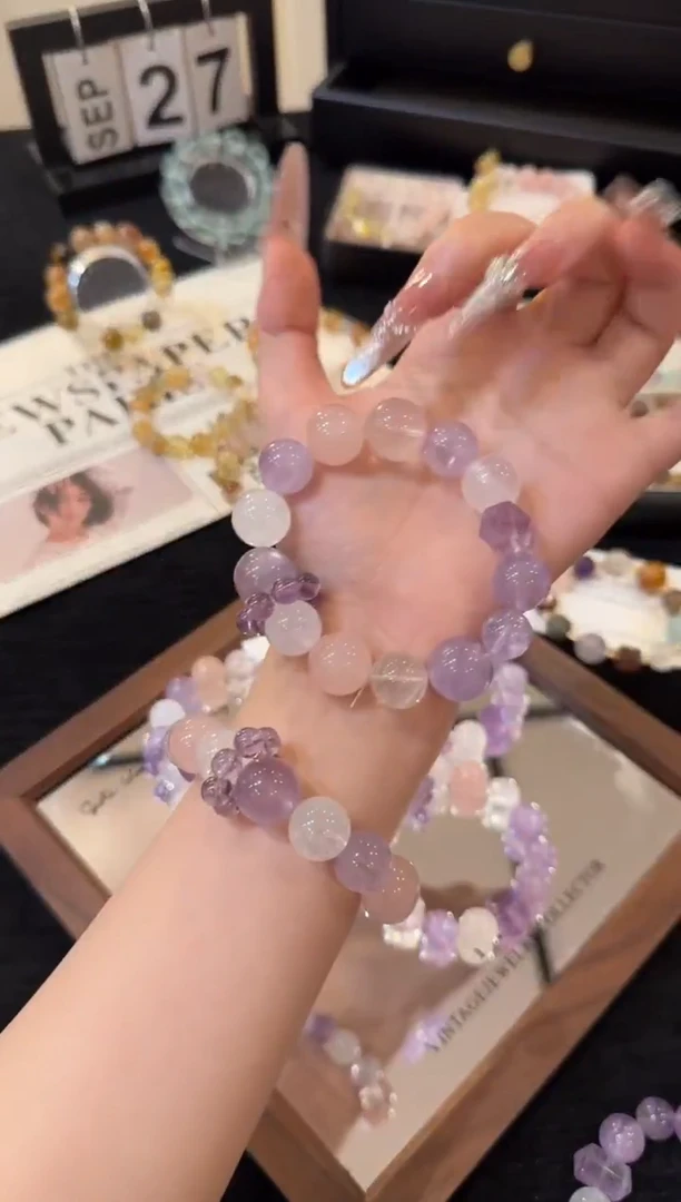 合金手链水晶粉紫x2468