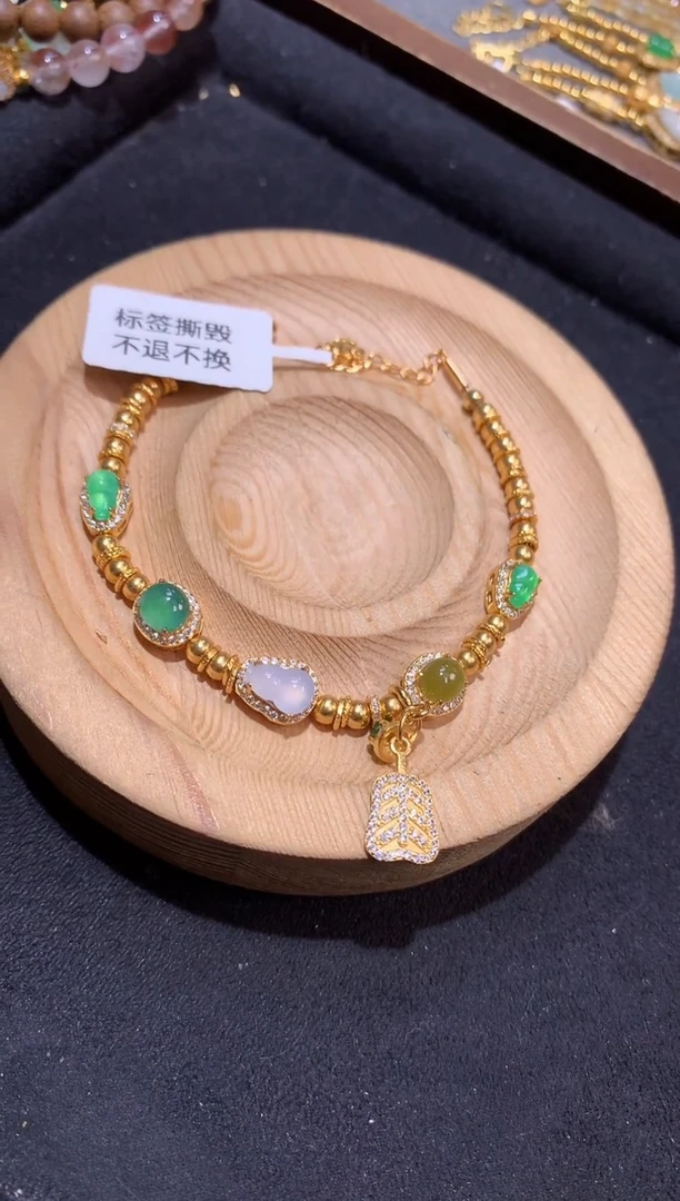 银S925镶嵌手串翡翠手链