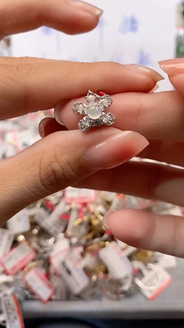 翡翠戒指银S925镶嵌戒指220