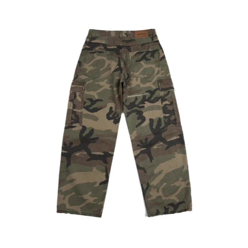 【Bully Studio】2025 春季新款迷彩做旧宽松牛仔裤