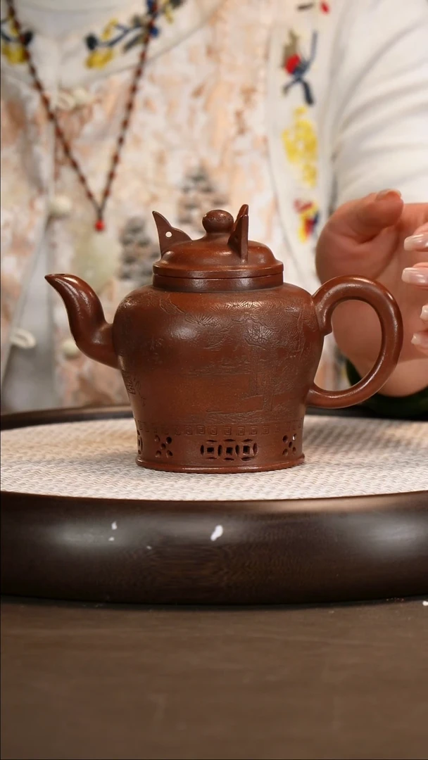 茶壶紫砂朱维平 沉香泥 鼎足盖圆 450cc