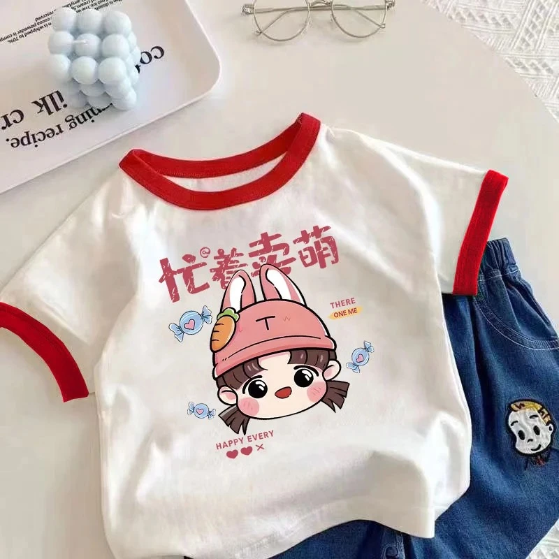 2025年儿童短袖女童装短袖夏季童款动漫纯棉T恤男童夏季宽松半袖t