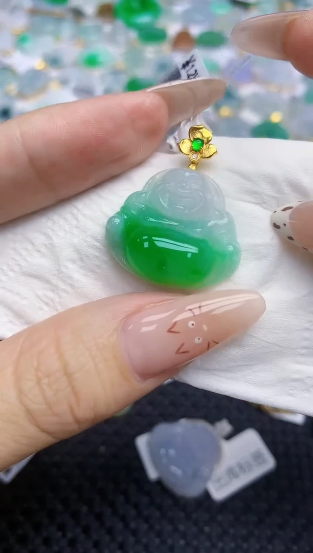 翡翠18K金镶嵌颈饰253   天然翡翠A货