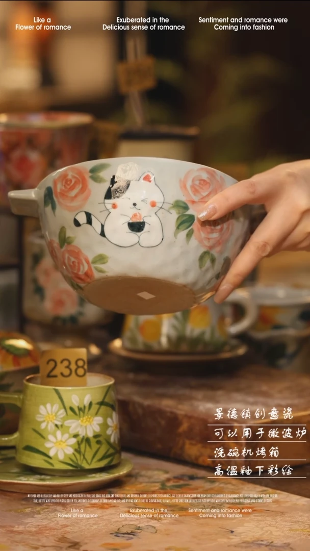 陶瓷景德镇高温手绘釉下彩绘设计师款式378