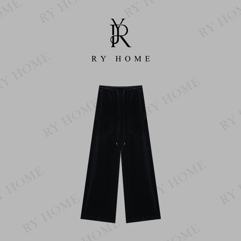 【容雨RYHOME】“诗韵”设计款抽绳松紧腰丝绒休闲裤243K2233