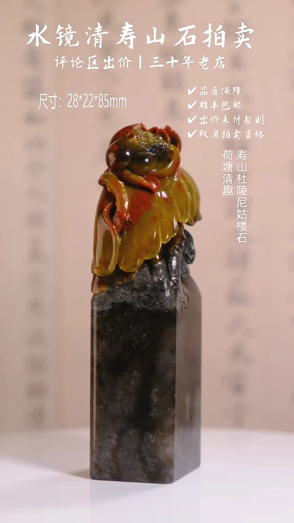 寿山石印石行**水寿山杜陵尼姑楼石 荷塘清趣