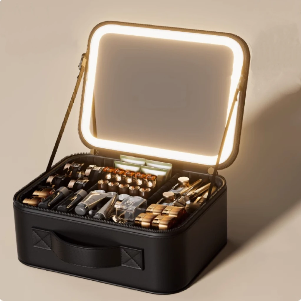 大容量化妆包带一体便携式收纳包化妆品收纳箱收纳盒外出收纳好物