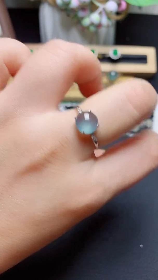 翡翠戒指银S925镶嵌  天然翡翠A货s925银镶