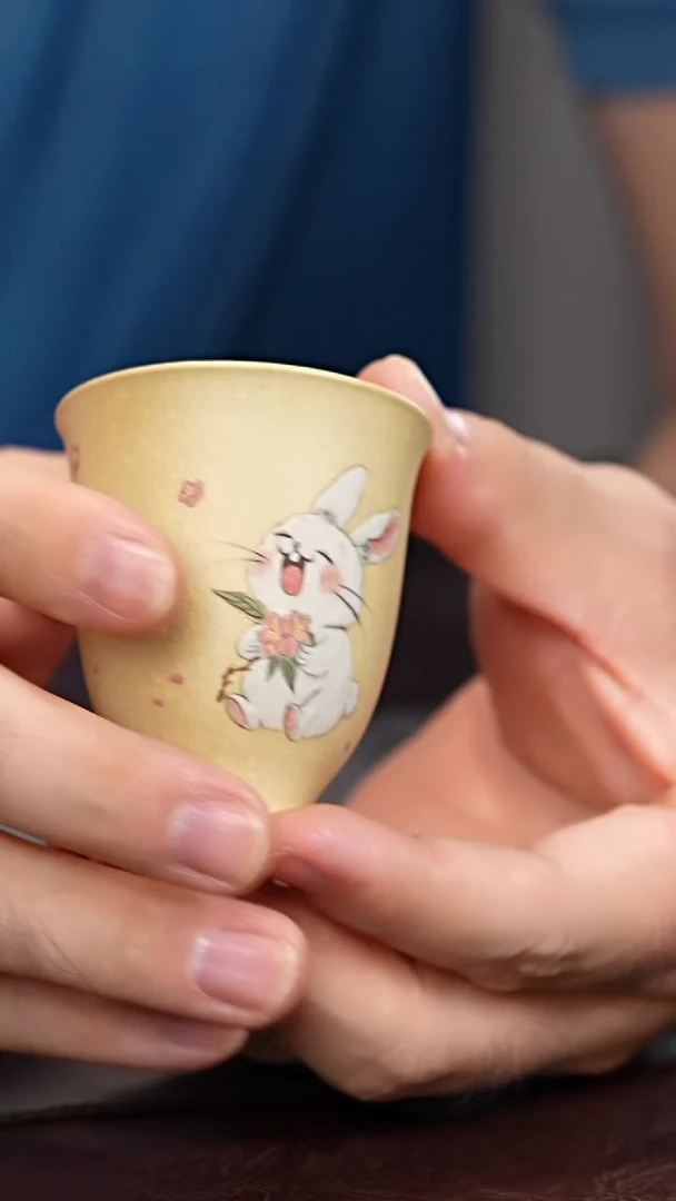 茶杯紫砂桃花兔 闻香杯