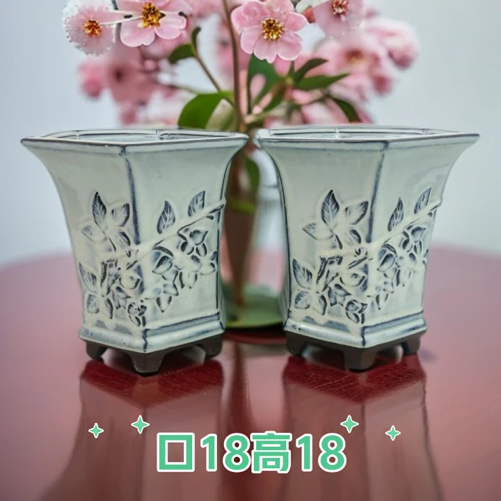 5002六角带腿高方盆法师老桩飘枝单头多肉植物花盆粗陶人工烧制