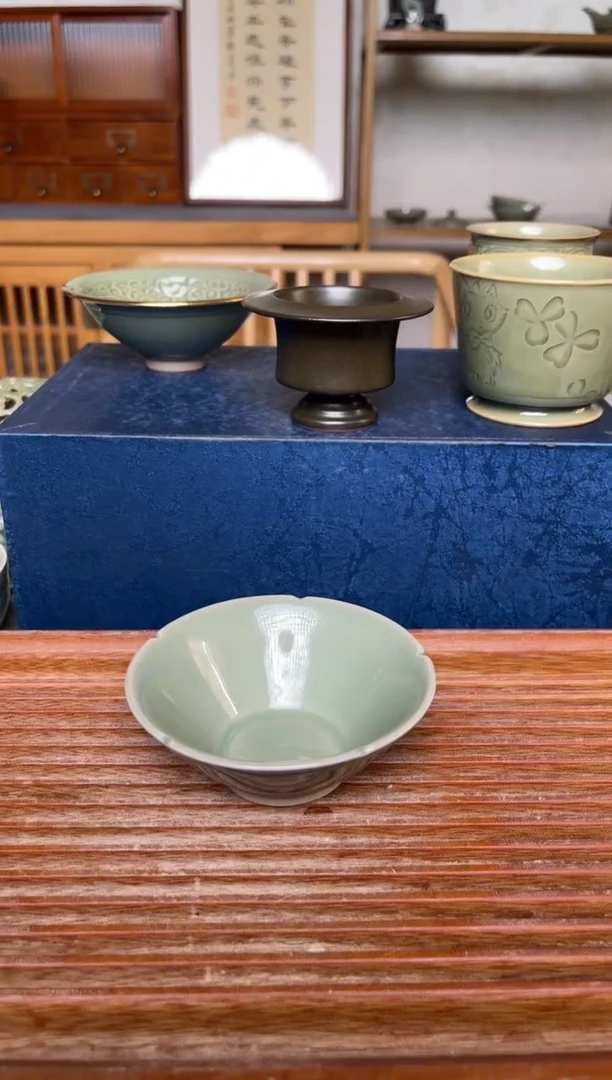 瓷器言实 纯手工半釉斗笠盏