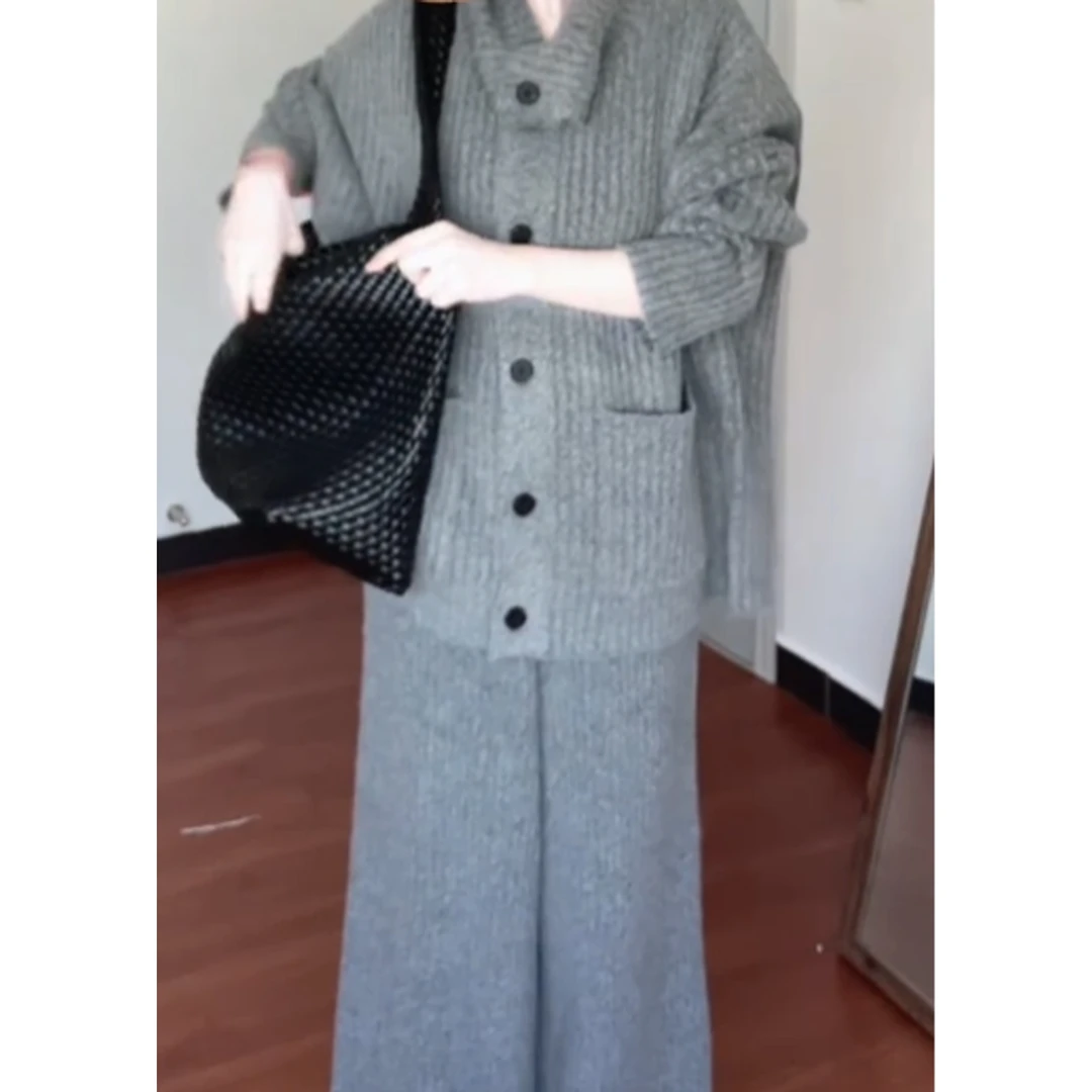 灰色高领毛衣外套女2025新款秋冬加厚保暖慵懒风内搭针织开衫上衣