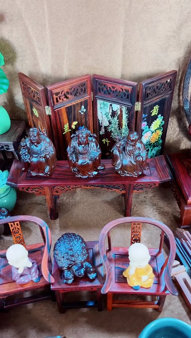 【闪购商品】风车木（黑檀木）福禄寿加条案