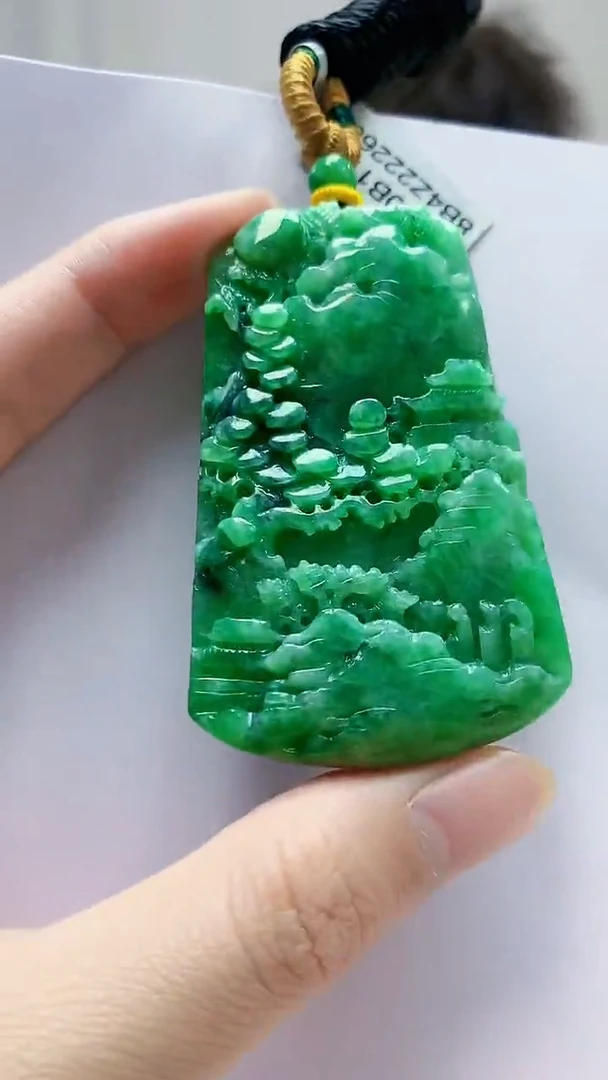 未镶嵌定制翡翠4688zm-毛货挂件26山水