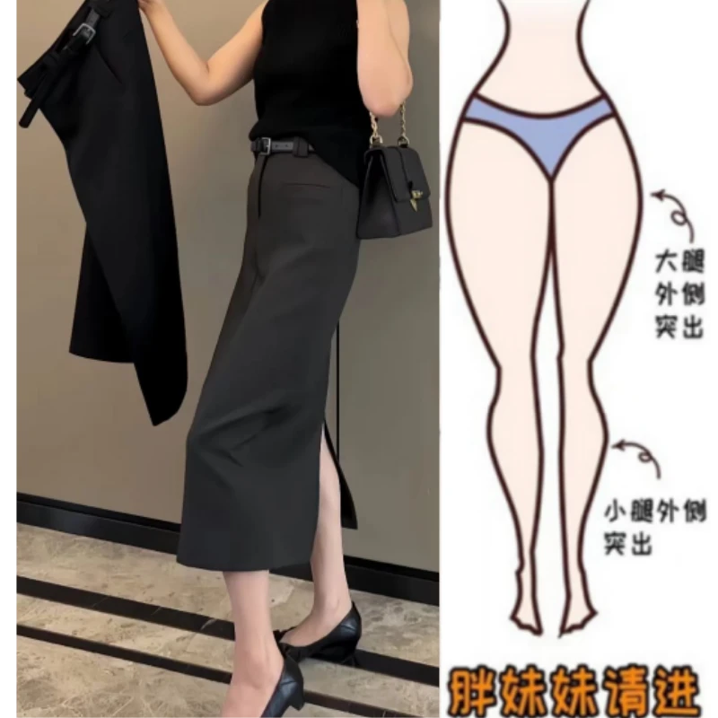 格洛森秋季女新款梨型身材时尚设计感显瘦气质百搭洋气直筒半身裙