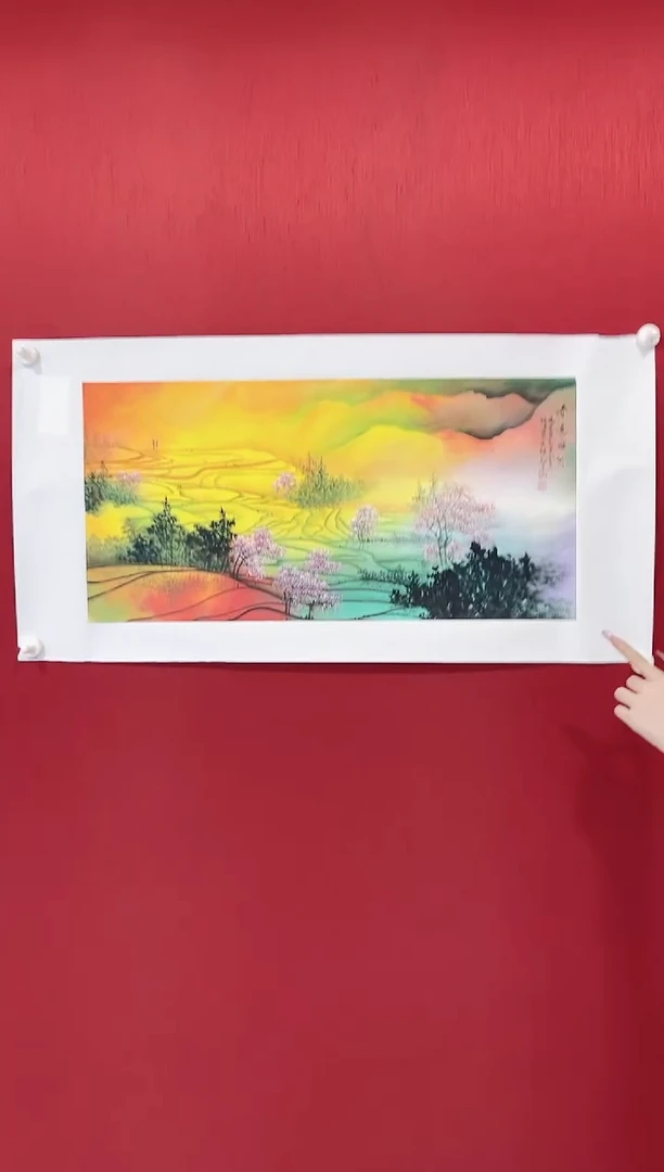 国画罗科通老师画作  带框