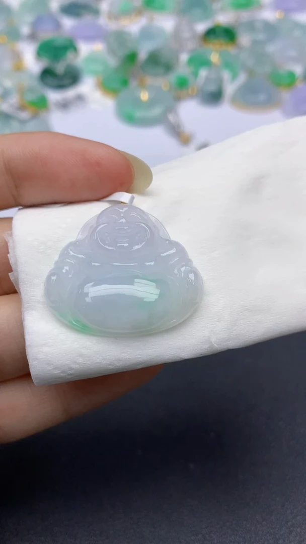 颈饰18K金镶嵌翡翠天然缅甸a货翡翠百元以上9元证书费自理