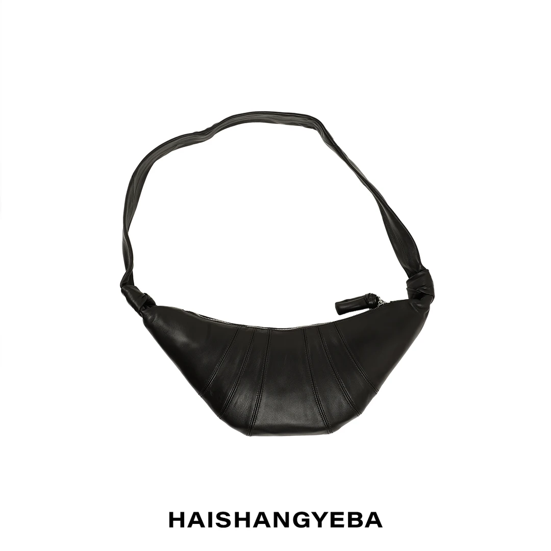 【海上叶爸】新款2025百搭羊皮牛角斜挎单肩包