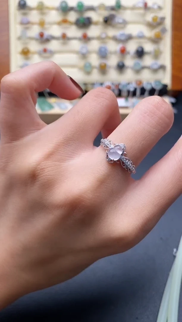 银S925镶嵌戒指翡翠44444444+5