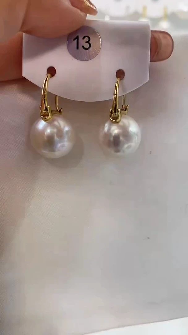 【闪购商品】淡水珍珠耳饰银S925镶嵌13-14mm茶壶款耳饰