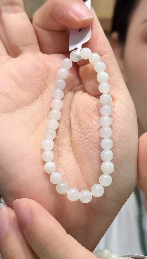手串未镶嵌和田玉6mm+天然和田玉新疆米达白玉手串多样性发一