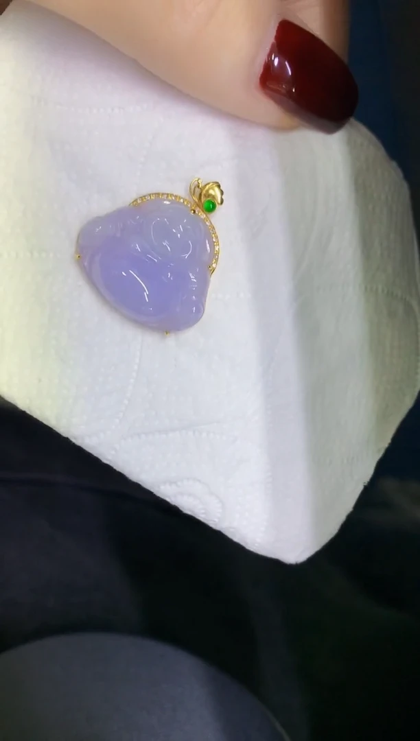 颈饰18K金镶嵌翡翠缅甸天然翡翠A货