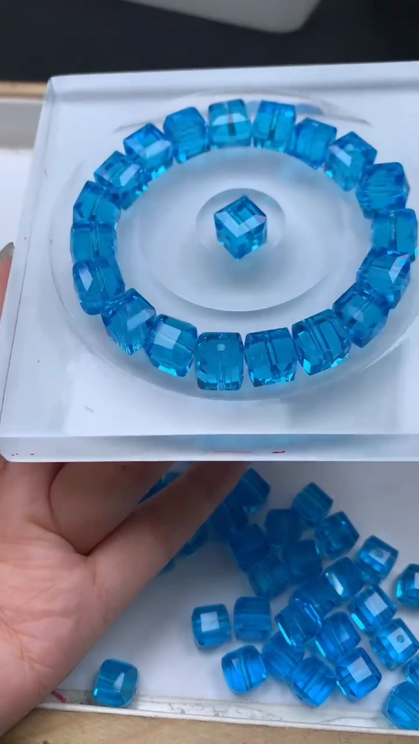 未镶嵌散珠碧玺E158 蓝碧玺方糖12mm10个9.9元